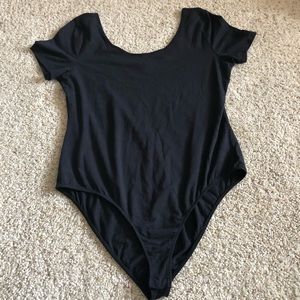 Charlotte Russe Black Short Sleeve Basic Bodysuit